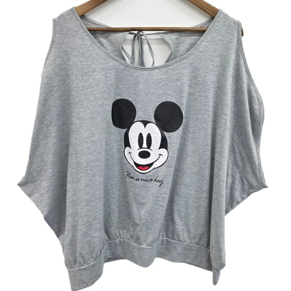 Gray Mickey Mouse Tank Top Sleeveless Cartoon Tie Back 3XL Plus Loose Fit Disney - Picture 1 of 8